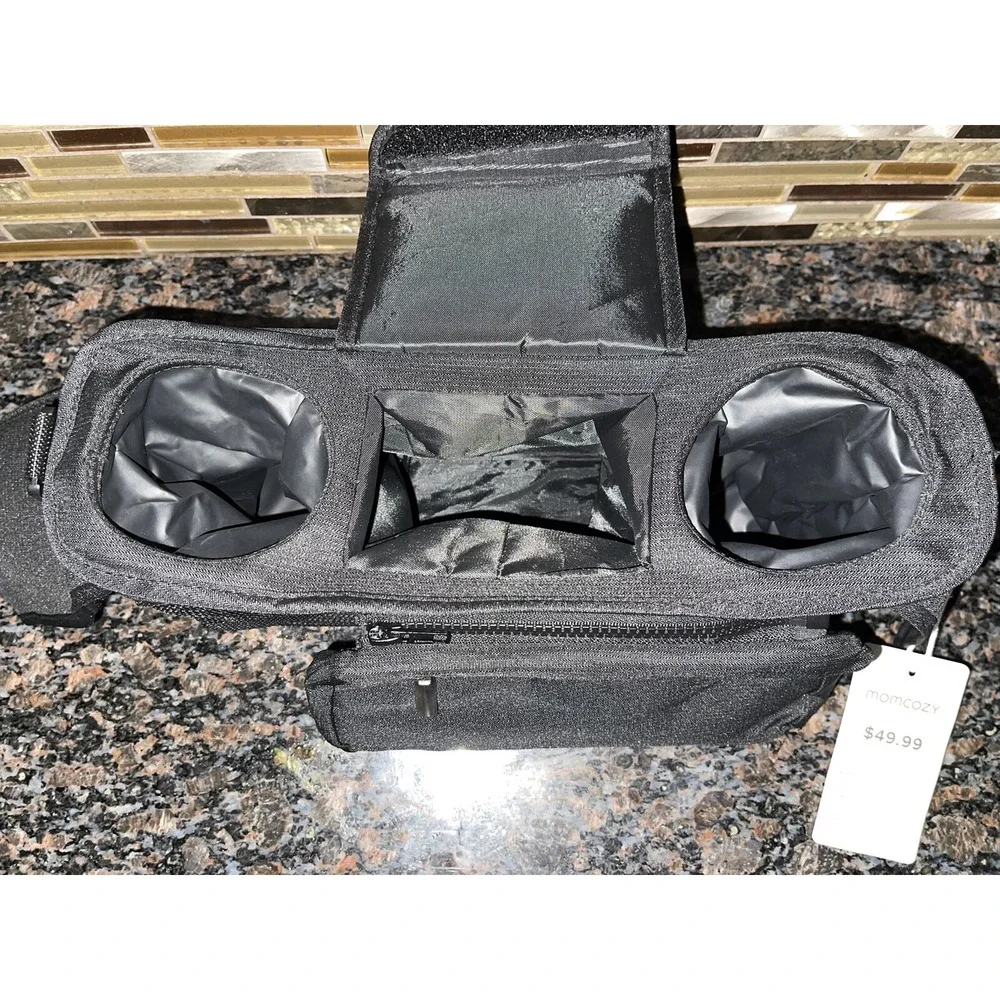 Momcozy Universal Stroller Organizer With Insulated Cup Holder Phone Bag Black